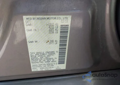 2015 Nissan Altima 2.5 S from USA, damaged, VIN 1N4AL3AP7FN393232